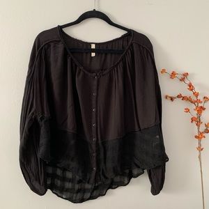 NWOT Free People Crop Peasant Top